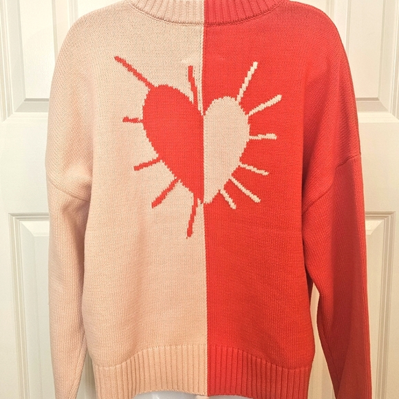 Kerri Rosenthal Heart Color Block V neck Sweater - Picture 3 of 8